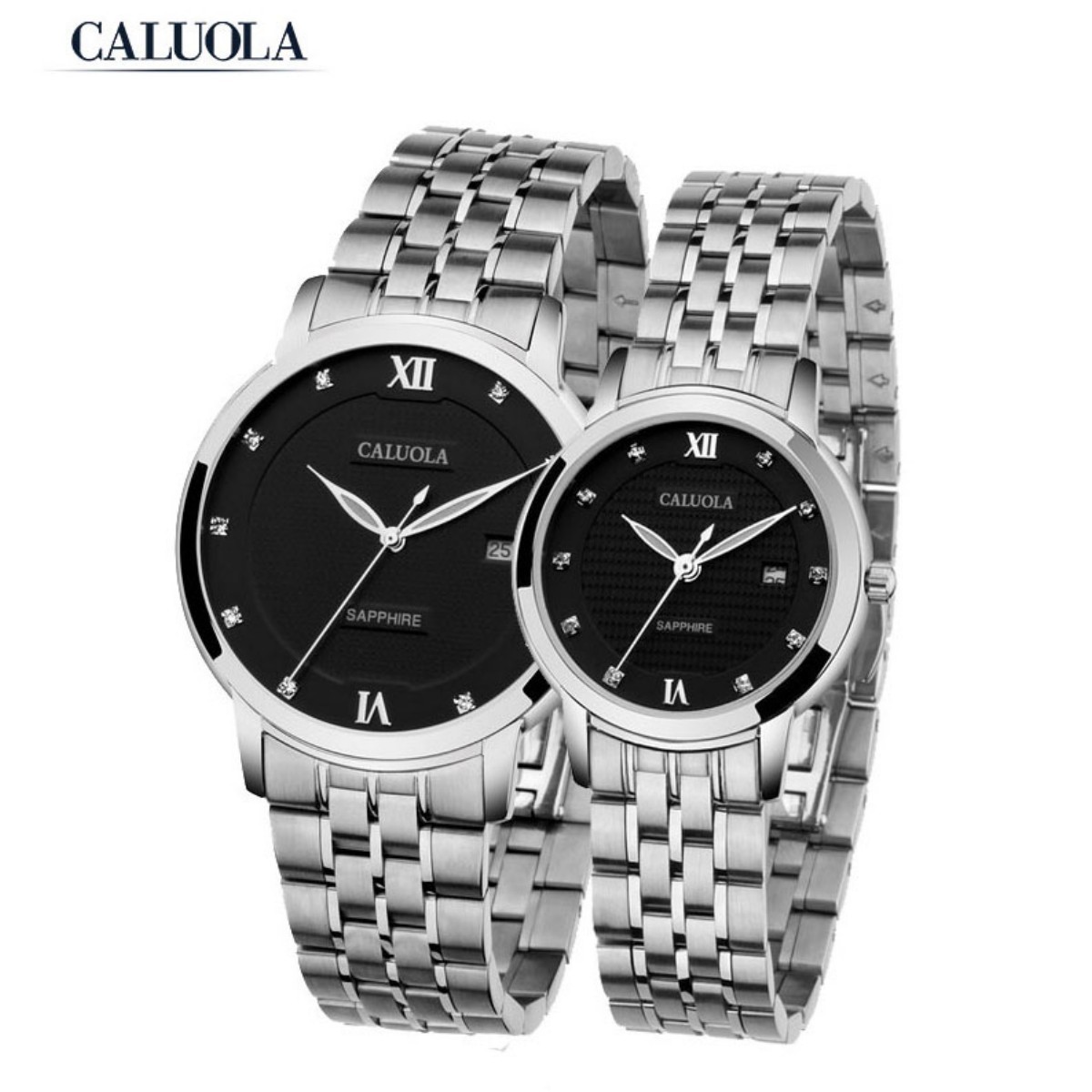 Caluola Auto Couple Watch 39/29mm Steel CA1050